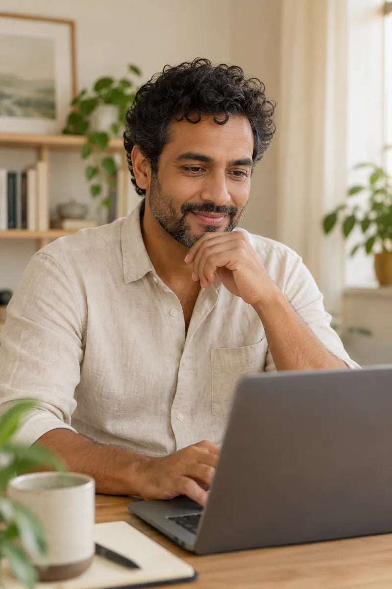 Adult participant ready for an online course